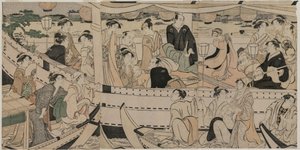 Vodácká párty na řece Sumida od Torii Kiyonaga