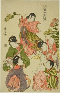 Slavnost chryzantém, ze série "Vzácné dětské hry pěti slavností (Kodakara gosetsu asobi)". od Torii Kiyonaga