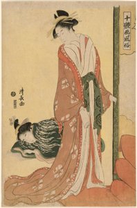 Kurtizána jde spát, ze série "Deset druhů krásek v obrazech (Jittai e-fuzoku)" od Torii Kiyonaga