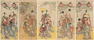 Jedenáct herců slaví festival svatyně bratří Soga od Torii Kiyonaga