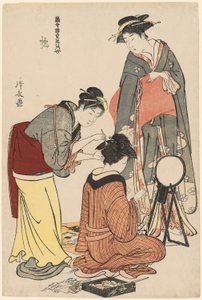 Baviči z Tachibany, ze série "Sbírka současných krás z požitkářských čtvrtí (Tosei yuri bijin awase)", kolem 1782 (barevný dřevotisk; oban) od Torii Kiyonaga