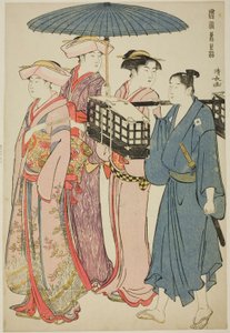 Jít na piknik ze série "Brokád východních způsobů (Fuzoku Azuma no nishiki)" od Torii Kiyonaga