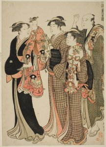 Spona do vlasů, z trikové série s "Ah B filtrace, f air s hand r n man picture rs (Azuma no Nishiki)" od Torii Kiyonaga