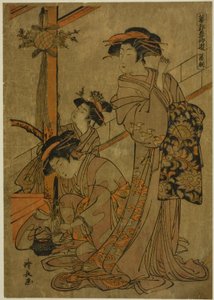 Ráno Iris, ze série „Pět festivalů v Pleasure Quarters (Hanakuruwa gosechi no asobi)“ od Torii Kiyonaga