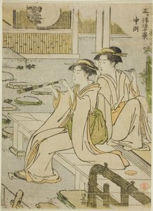Nakasu, ze série „Deset scén užívání chládku ve třech městech (Sangatsu ryo jikkei)“ od Torii Kiyonaga