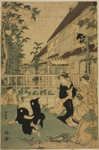 Venkovní zábava v čajovně Kankanro v Yoshiwara od Torii Kiyonaga