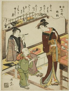 Papoušek (Omu), ze série "Plovoucí svět verze sedmi Komachi (Ukiyo Nana Komachi)" od Torii Kiyonaga