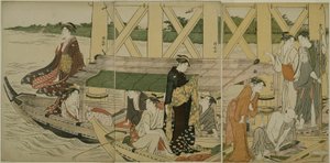 Výletní lodě pod mostem Azuma od Torii Kiyonaga