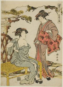 Západ slunce záře pozdního léta (Choka no sekisho), ze série "Osm scén čtyř ročních období (Shiki hakkei)" od Torii Kiyonaga