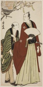 Herec Ichikawa Danjuro V a jeho doprovod z nepojmenované série grafik zobrazujících herce v soukromém životě