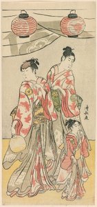 Herci Yamashita Mangiku, Iwai Hanshiro IV a Iwai Kumesaburo z pentaptychu jedenácti herců oslavujících festival svatyně bratří Soga od Torii Kiyonaga