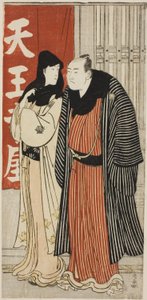 Herci Yamashita Mangiku a Otani Hiroji lll, z nepojmenované série grafik zobrazujících herce v soukromém životě od Torii Kiyonaga