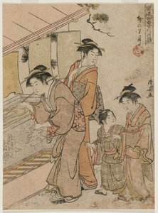 Čtvrtý měsíc ze série Módní měsíční návštěvy chrámů ve čtyřech ročních obdobích, 1784. od Torii Kiyonaga