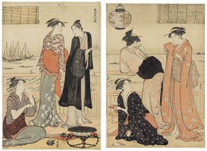 Šestý měsíc, užívat si večerní pohodu v čajovně, ze série Dvanáct měsíců v jižní čtvrti (Minami jūni kō) od Torii Kiyonaga