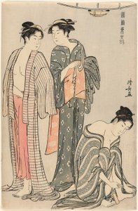 Tři ženy po koupeli, ze série "Brokád východních mravů (Fuzoku Azuma no nishiki)" od Torii Kiyonaga