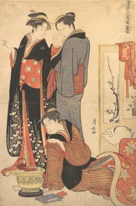 Dvě ženy stojící, držící dítě, ca. 1785. od Torii Kiyonaga