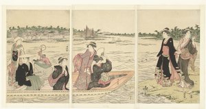 Trajekt na řece Sumida od Torii Kiyonaga