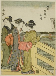 Pohled z mostu Azuma, ze série "Deset okrsků chrámu Kinryuzan v Asakusa (Asakusa Kinruzan jikkei)" od Torii Kiyonaga