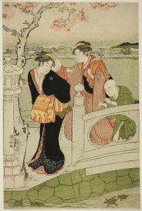 Ženy a děti na hrázi u rybníka Shinobazu od Torii Kiyonaga