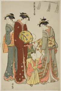 Mladý chlapec, který poprvé nosí Hakamu, ze série „Brokád východních mravů (Fuzoku Azuma no nishiki)“ od Torii Kiyonaga