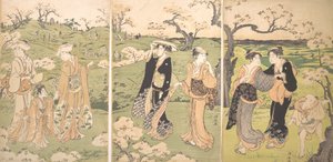 Mladé dámy prohlížení třešňových květů v Asukayama. od Torii Kiyonaga