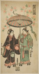 Tým Sanogawa Ichimatsu jako Kumenosuke a Takinaka Hidematsu jako Oume, z (ukázka)” od Torii Kiyonobu II