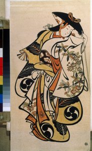 Mužský herec hraje ženu. Tisk Torii Kiyonobu starší (1664-1729) od Torii Kiyonobu I
