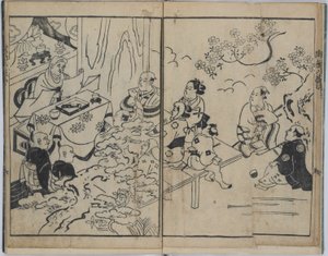 Osm fantaskních pohledů ve vojenských milostných vztazích (Furyu budo iro-bakkei) od Torii Kiyonobu I