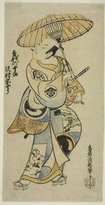 Herec Sawamura Sojuro I jako Soga no Juro ve hře „Tsuru Kame Osana Soga“, hrál v divadle Ichimura v prvním měsíci roku 1721 (?) od Torii Kiyotomo
