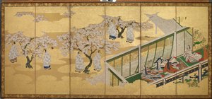 <em>Příběh Genji</em>, kapitola 34; Kashiwagi zahlédne třetí princeznu