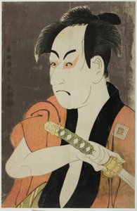 Herec Ichikawa Omezo jako sluha Ippei od Toshusai Sharaku