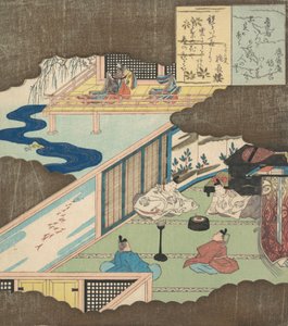 Interiér paláce s rozhovory šlechticů, ca. 1820. od Totoya Hokkei