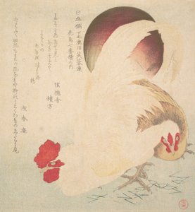 Vycházející slunce a kohout a slepice, ca. 1800. od Totoya Hokkei