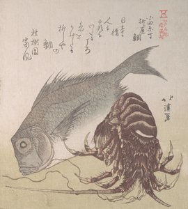 Ryby Tai a humři, speciality Yanagiya v Odawara-cho, 19. století. od Totoya Hokkei