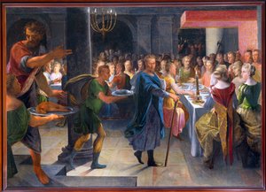 Kostky nabízející hostinu Frankovi, asi 1594-1602 (malba na plátně)