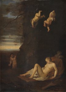 Satyr špehuje spící nymfu, Antiope
