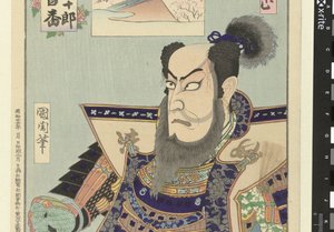 Ichikawa Danjuro IX jako Kato Kiyomasa Kato Kiyomasa (titul na objektu) Honderd rollen van Ichikawa Danjuro IX (název série) Ichikawa Danjuro engei hyakuban (název série na objektu) od Toyohara Kunichika