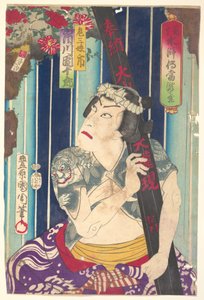 Imaginární portrét, jevištní Shuihuzhuan: Tōryūdai (Mitate Suikoden Tōrōdai) - Herec Ichikawa Danjūrō jako Sanjō od Toyohara Kunichika