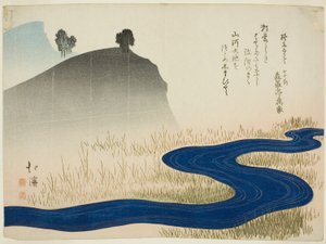 Eine bergige Landschaft mit einem Bach von Toyota (1780-1850) Hokkei