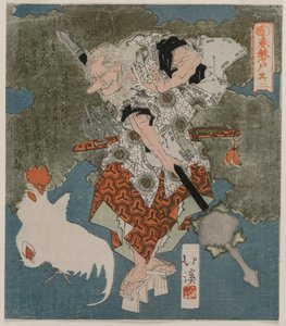 Vedle bílého kohouta a slepice ze seriálu Jarní jeskyně, 1825. od Toyota Hokkei