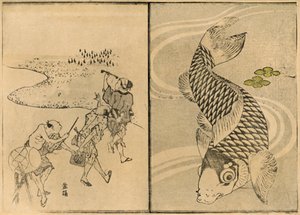 Tři muži a kapr, 1814, 1924. od Toyota Hokkei
