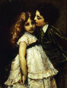 Dva bratranci od Tranquillo Cremona (1837-1878), olej na plátně, 86x65 cm