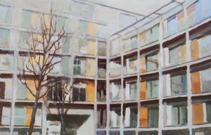 Místo k životu 44, 2012 (olej na překližce) od Trevor Burgess