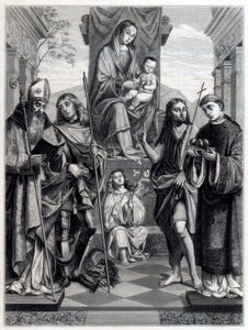 Madonna sedící na trůnu obklopená svatými, c1494-1517 1870 od Trichon