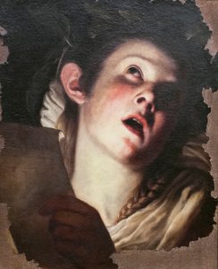 Mladá žena zpívá (malování)