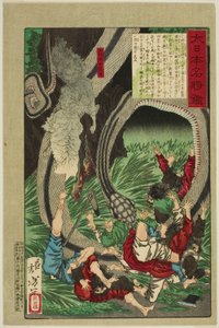 Duch velkého generála Tamiči (Daishogun Tamichi no rei), ze série „Zrcadlo slavných japonských generálů (Dai Nihon meisho kagami)“ od Tsukioka Yoshitoshi