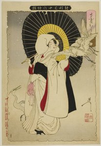 Heron Maiden ze série "Nové podoby třiceti šesti duchů" od Tsukioka Yoshitoshi
