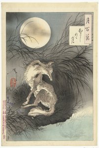 Měsíc planiny Musashi Musashino no tsuki (název na objektu) Sto aspektů Měsíce (název série) Tsuki hyakushi (název série na objektu) od Tsukioka Yoshitoshi