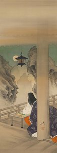 Murasaki Shikibu ve společnosti Ishiyamadera Hand MP, Base d Sound Te p Hayashi t. .. .. , komár. 1892. od Tsukioka Yoshitoshi