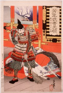 Shinchūnagon Taira no Tomomori zametá palubu od Tsukioka Yoshitoshi
